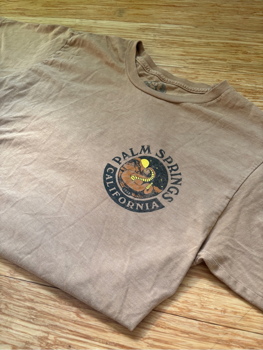 Palm Springs California Graphic Tee - Coyote Brown- Size Small